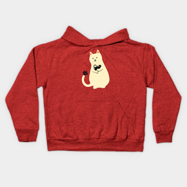 Happy go Lucky Cat 1 Selfie Kids Hoodie by Chewbarber